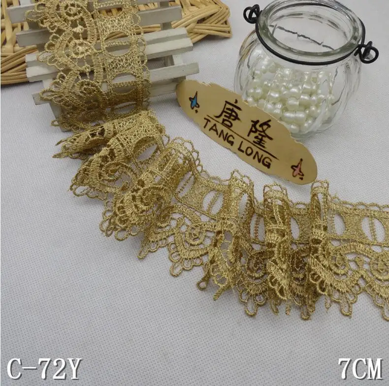 Золотистая кружевная отделка 1 метр косплей костюм украшение для вечеринки сцены