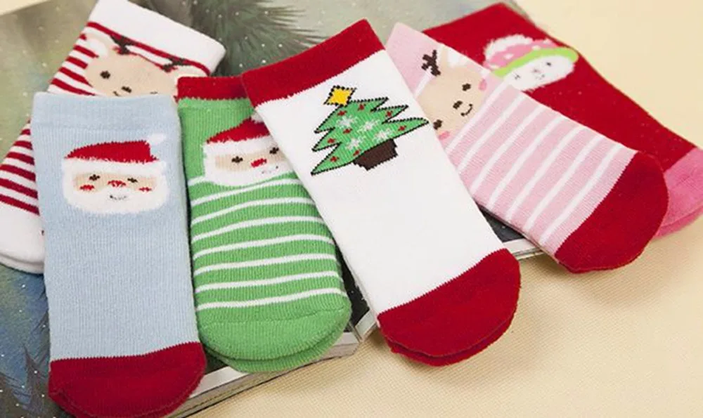 Free Shipping+Wholesale Baby Winter Warm Christmas Soft Cotton Blend Santa Claus Deer Socks Xmas 300pairs/lot | Женская одежда