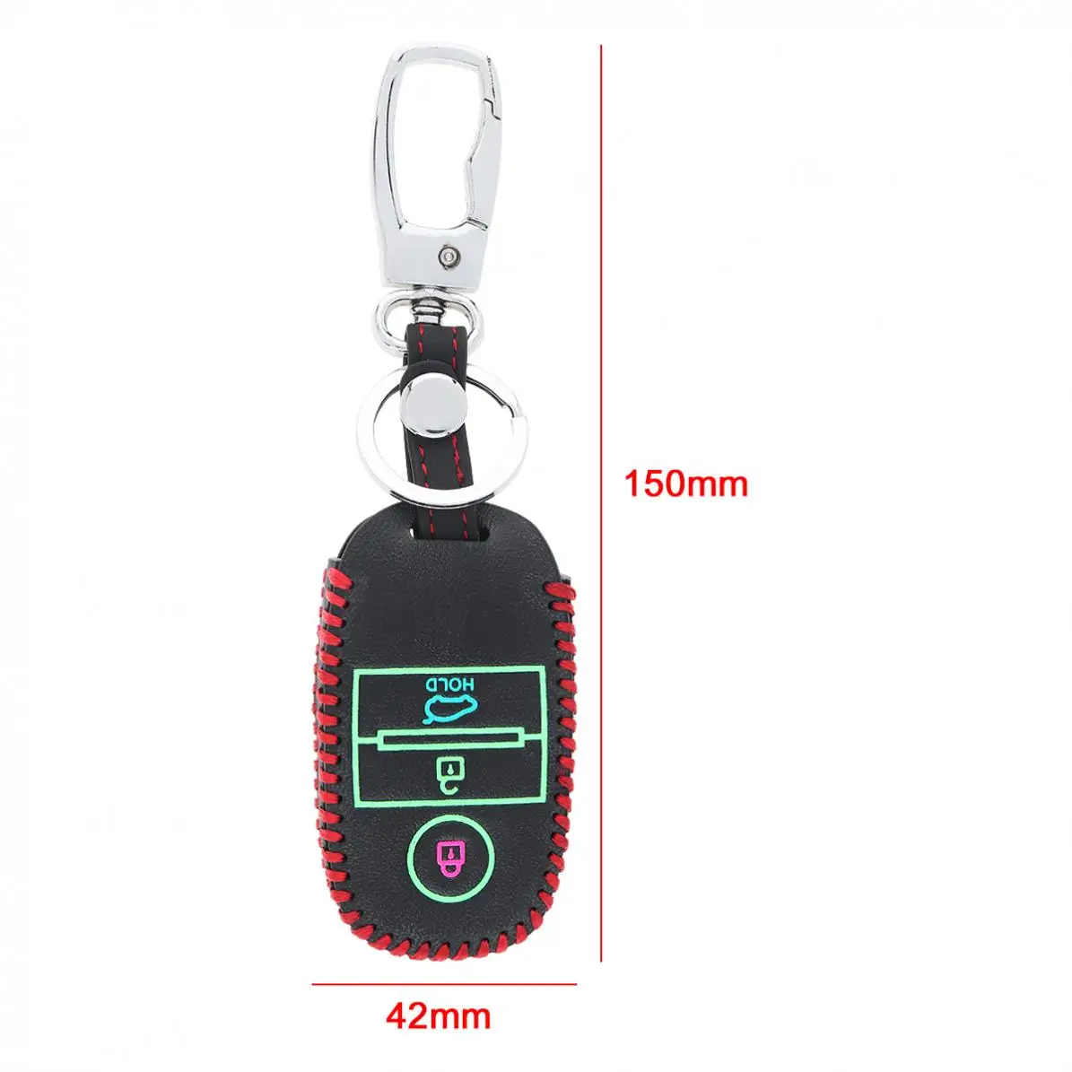 3 Colors Buttons Hand Sewed Leather Noctilucent Car Key Cover Protector Holder with Hang Buckle for KIA RIO Sportage 2016 Ceed | Автомобили