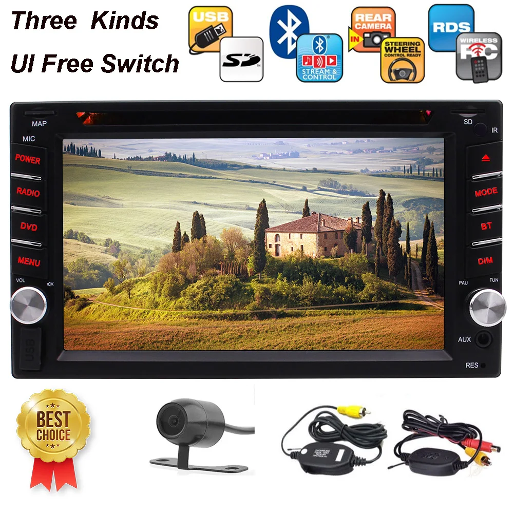 Автомобильный DVD плеер 2 Din 6 дюйма сенсорный экран стерео FM AM USB SD Bluetooth
