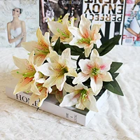 new 1pc 10 head lily silk artificial flowers wedding bridal bouquet festival party home table decoration vase fake flowers