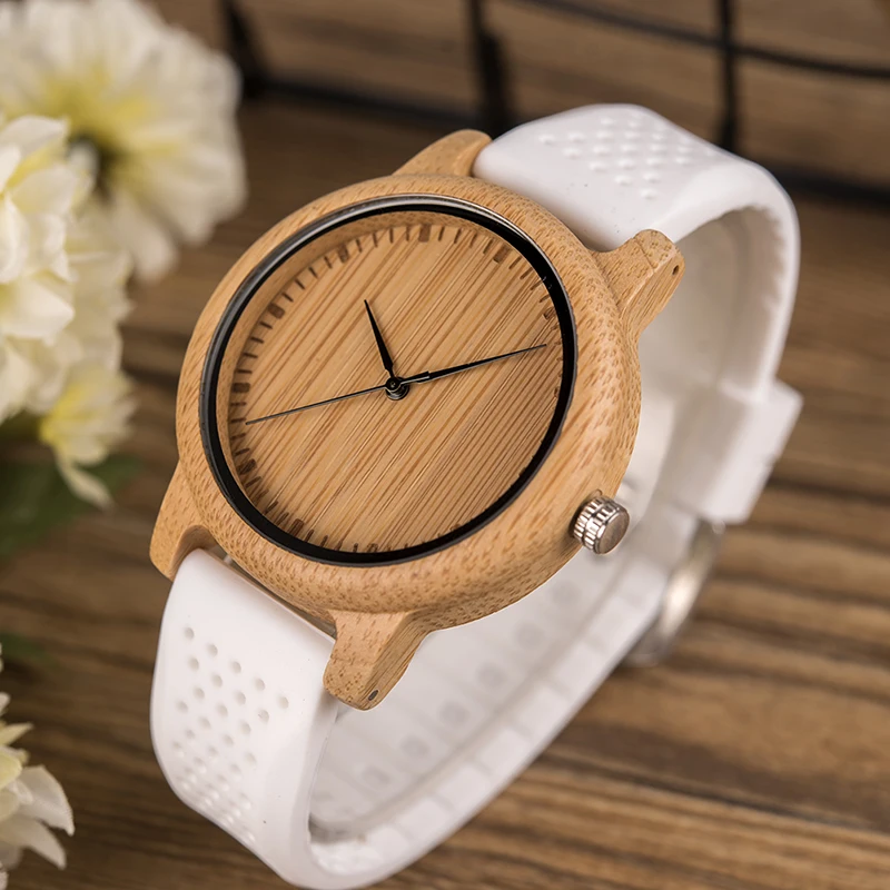 Reloj mujer BOBO BIRD женские часы набор бамбуковые женские часы силиконовый ремешок Япония движение наручные часы подарки