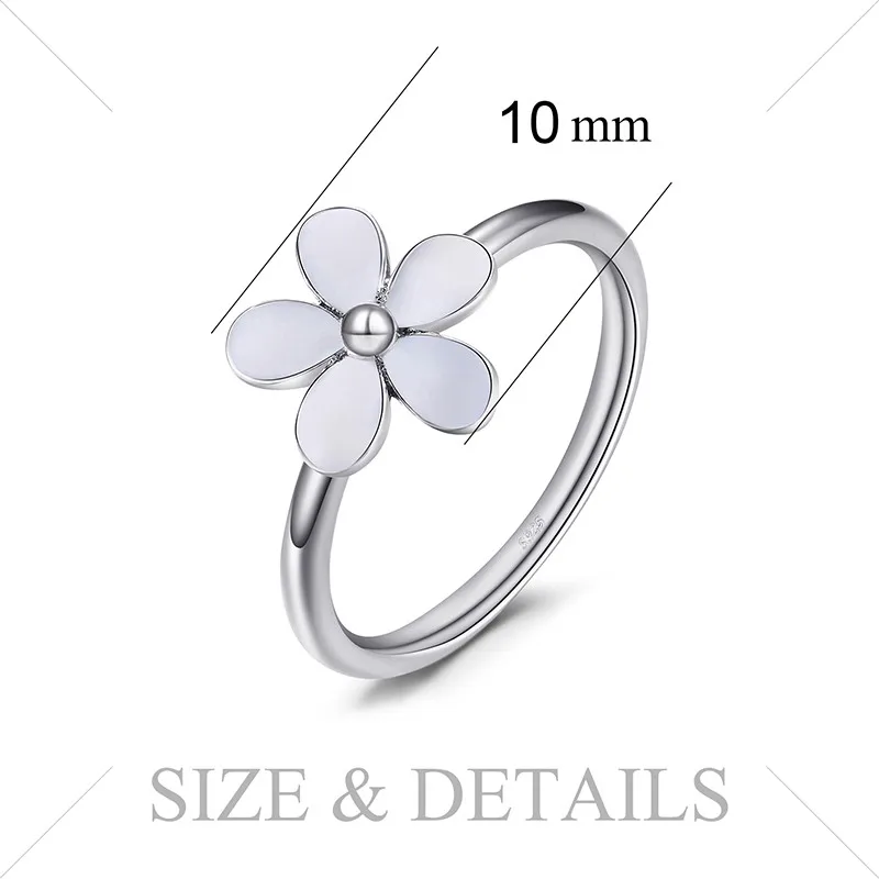 Jewelrypalace элегантный ромашка белая эмаль 925 Серебряное кольцо весенний цветок Юбилей подарок Для женщин Модные украшения