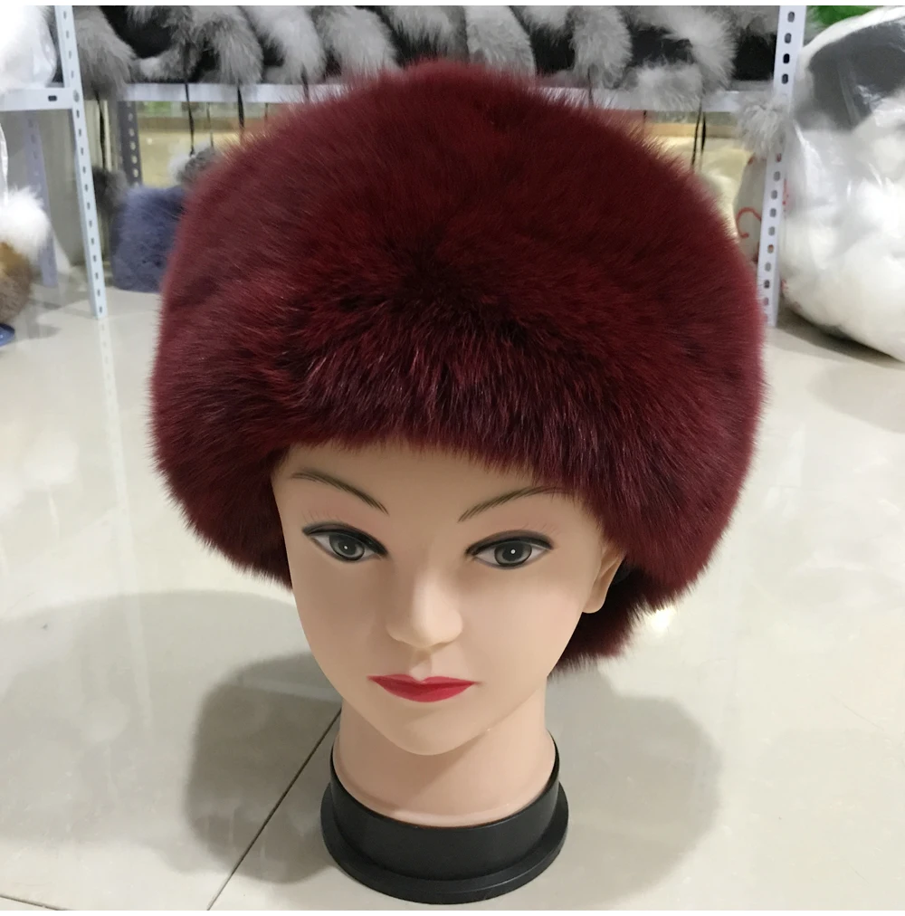 Женская зимняя шапка из натурального Лисьего меха, теплая мягкая пушистая шапка из меха лисы для девочек, роскошная Высококачественная шапка-бомбер из натурального Лисьего меха