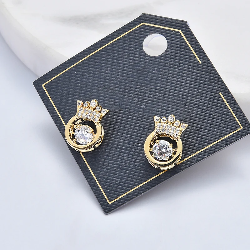gold silver color crystal rhinestone princess crown luxury female stud earrings wedding jewelry accessories | Украшения и
