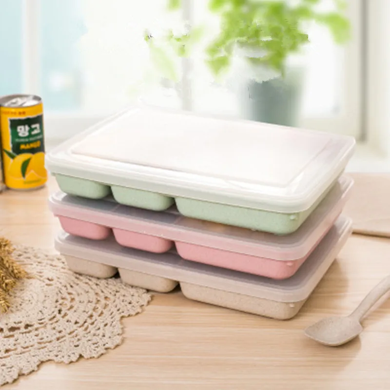 Ланч бокс Пшеничная солома 4 сетки Bento box Портативный экологичный контейнер для