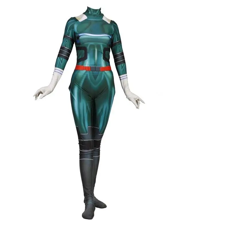Аниме Boku без герой Deku Izuku Midoriya костюм мой Академии косплэй зентай комбинезон для