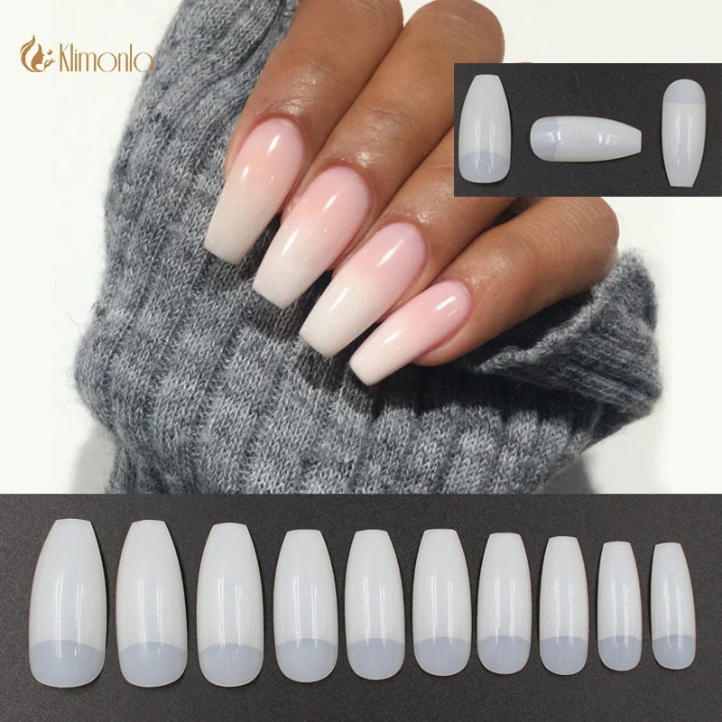 

500Pcs Natural Acrylic Artificial False Nail Half Cover Plastic Coffin Press On Fake Nails Professional Salon Nail Decoration