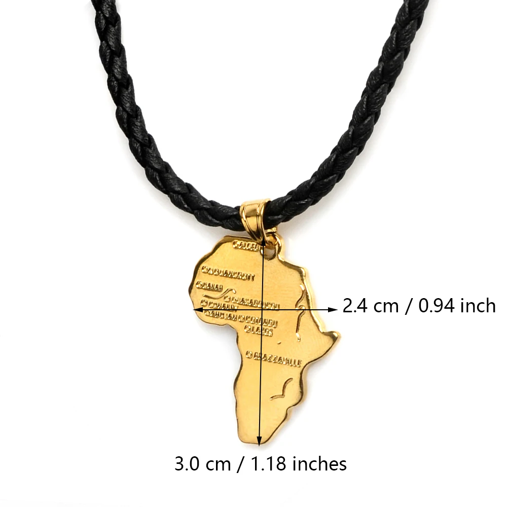 Чокер с черной веревкой маленькая карта Африки ожерелье золотого цвета кулоном