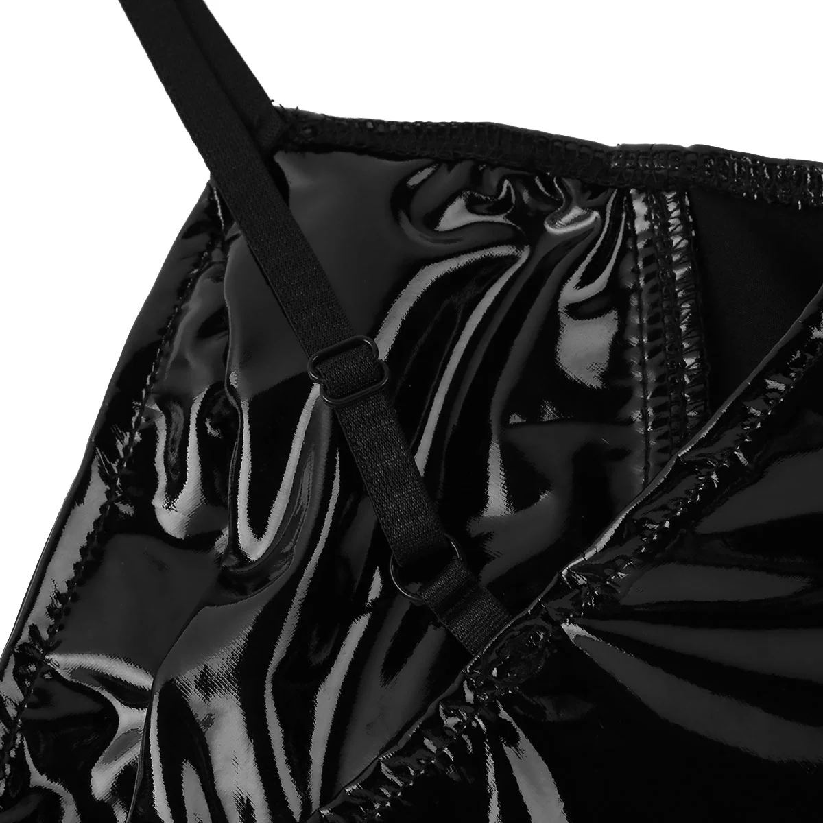 Сексуальный женский комбидресс из лакированной кожи с гидроэффектом глубоким V