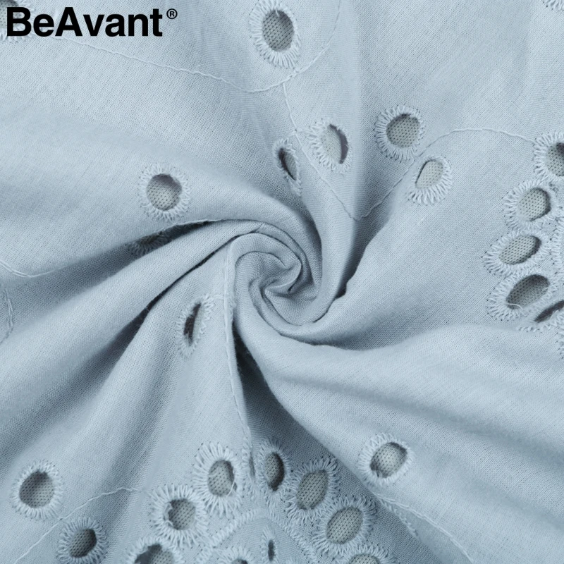 BeAvant V шеи вышивка Белое летнее платье для женщин на молнии Элегантное повседневное платье хлопок выдалбливают короткое платье vestidos de festa