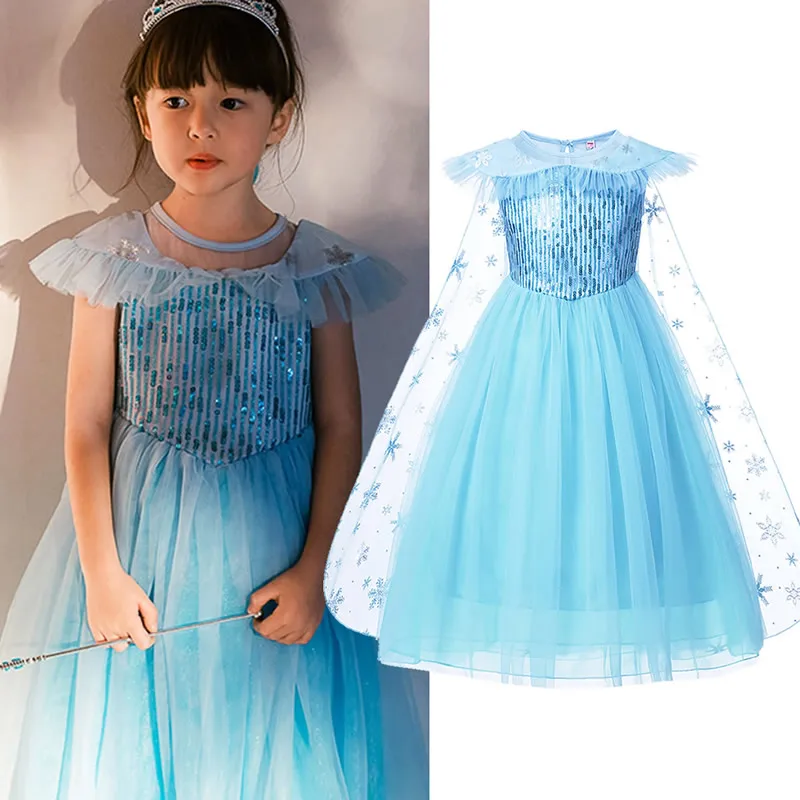 Elsa Dress For Girl Movie 2 And Anna Up Clothing Toddler Girls Princess Party Fancy jurk Kids Coronation Costume | Детская одежда и