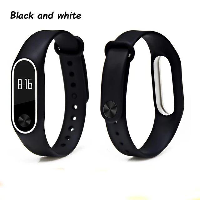 black and white Двойной цвет mi band 2 аксессуары pulseira mi band 2 ремешок сменный силиконовый ремешок для xiaomi mi2 умный Браслет - Цвет: black and white