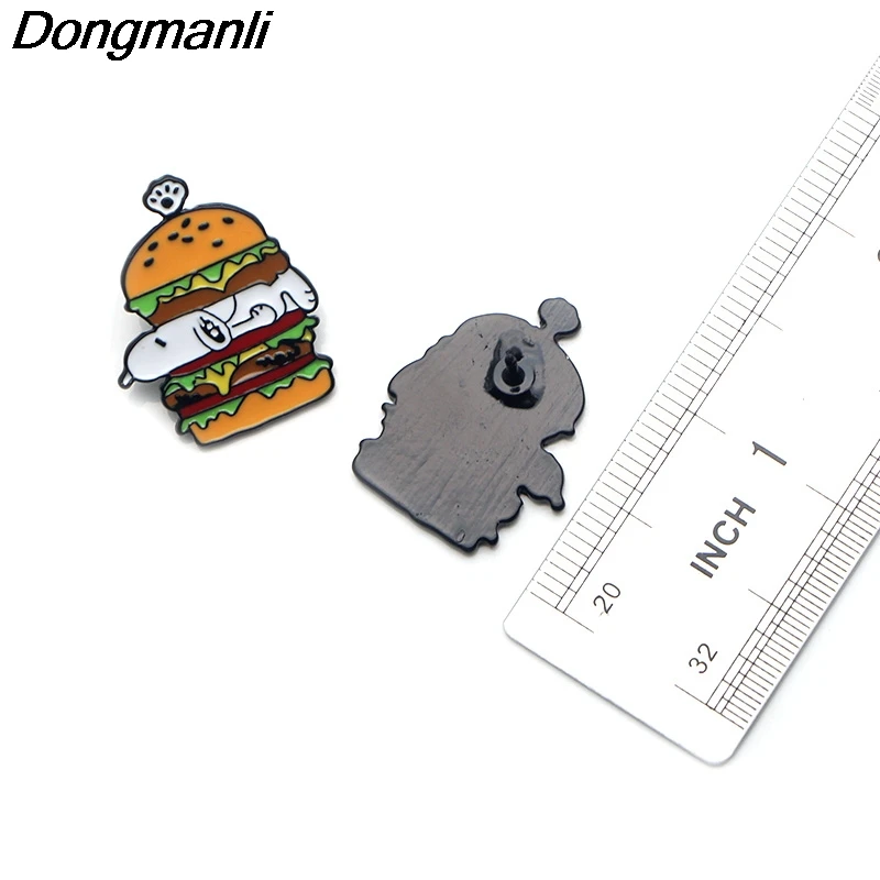 P3675 Dongmanli креативные хот-доги бургер милые металлические эмалированные булавки и броши для нагрудного штыря рюкзак сумки значок крутые подарки