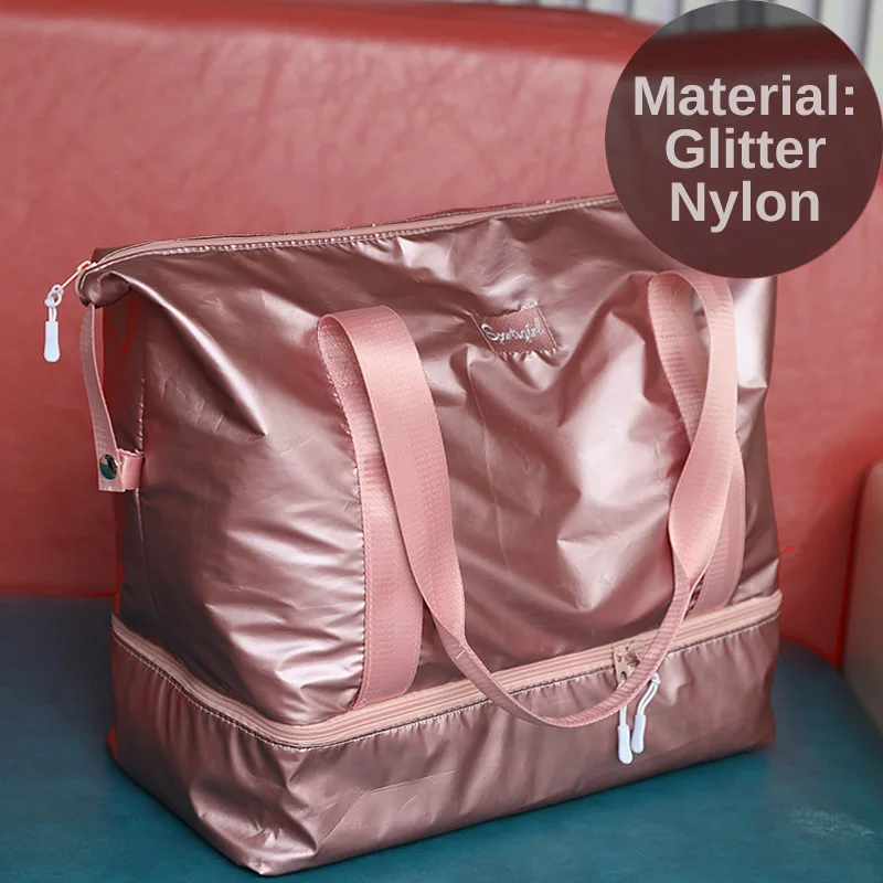 Glitter Pink Женская дорожная сумка для багажа, блестящая Водонепроницаемая нейлоновая сумка-Органайзер для девочек, большая дорожная сумка через плечо XA868WB - Цвет: Glitter Pink