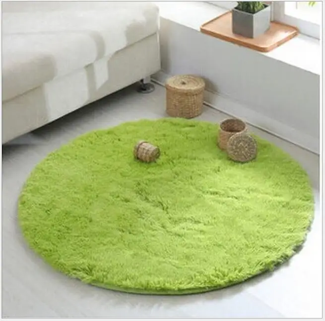 Green Искусственный плюшевый ковер, плюшевые круглые ковры для гостиной, спальни, коврики, Противоскользящие коврики для малышей, мягкие коврики для ползания, коврик для ног - Цвет: Green