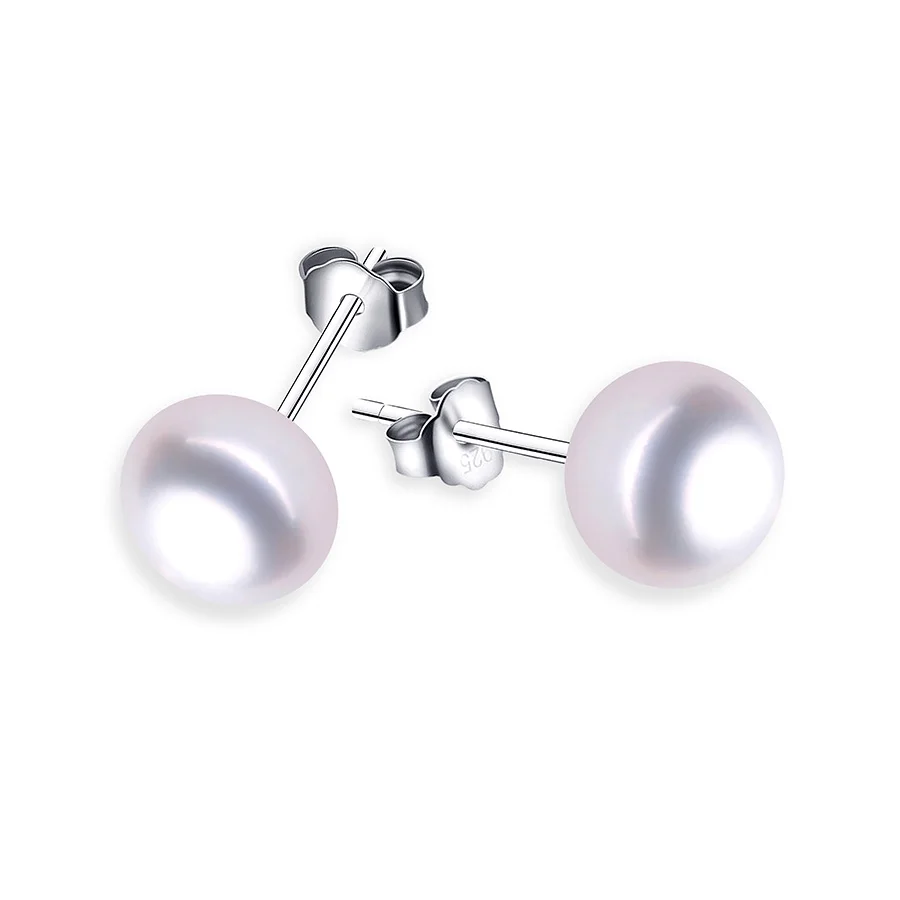 white pearl 10-11 мм большой натуральный пресноводный жемчуг чистого серебра серьги-гвоздики классические 925 стерлингового серебра ювелирные изделия подарок для женщин LINDO - Цвет камня: white pearl
