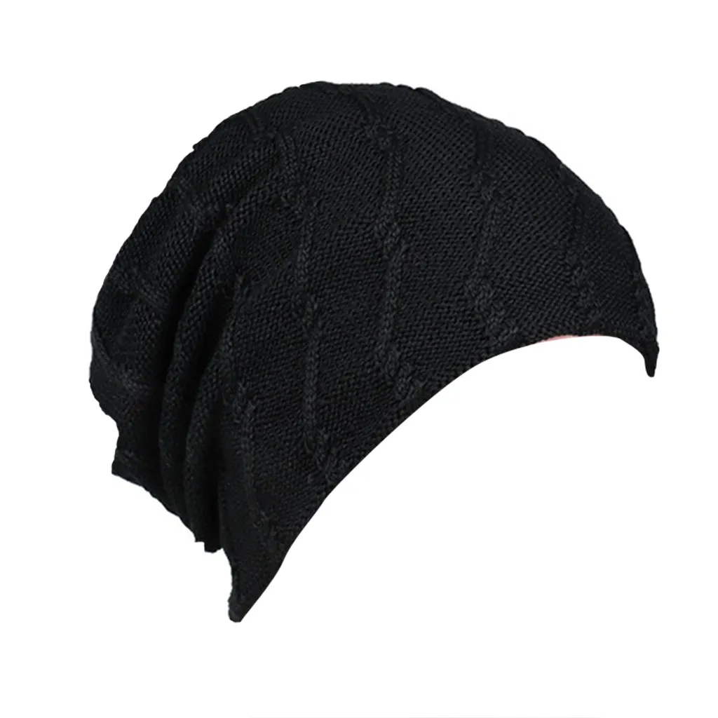 Новые модные зимние шляпы для мужчин твердые Skullies Индия Эластичный Тюрбан шляпа шерсть вязание выпадения волос головной платок обертывание Czapka Zimowa