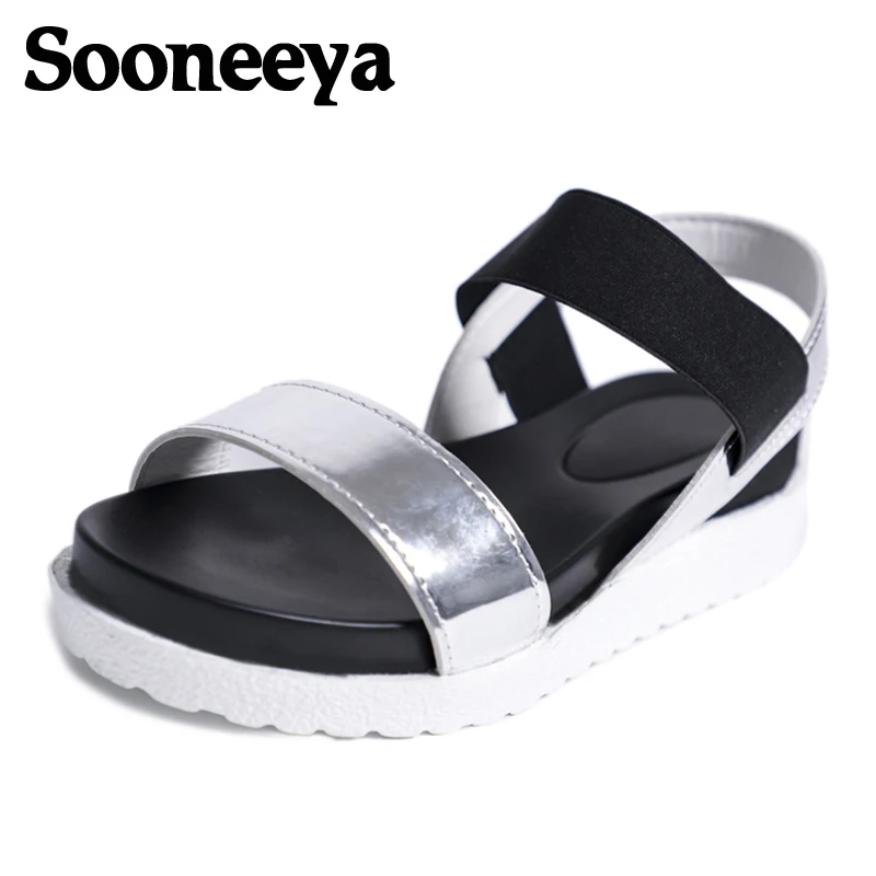 Женские сандалии гладиаторы Sooneeya римские на плоской платформе с открытым носком