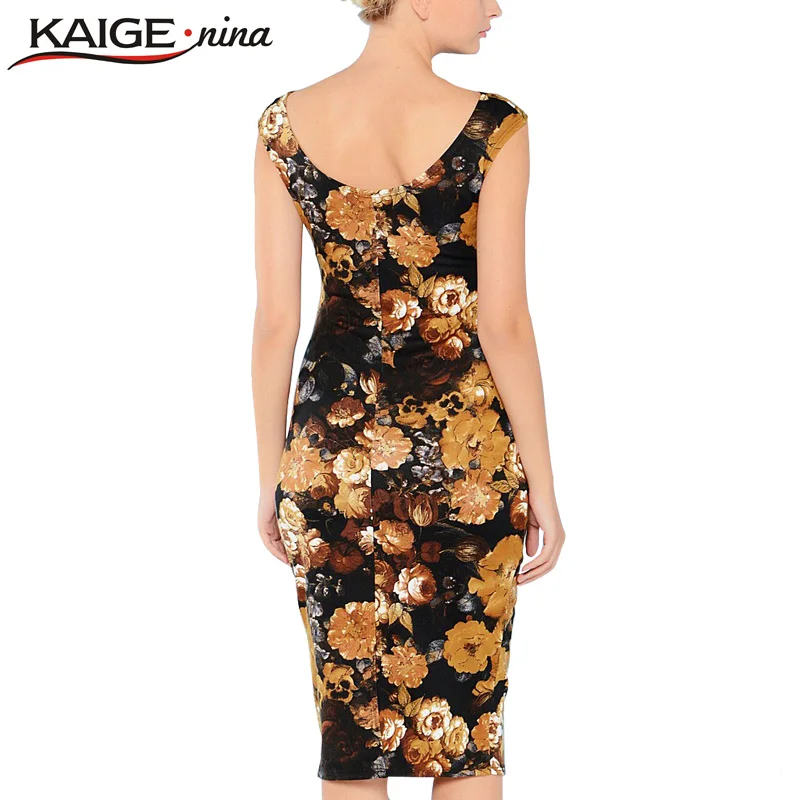 KAIGE НИНА Женщины Сексуальная Осень и Зима Печати Платье Длиной До Колен Моды