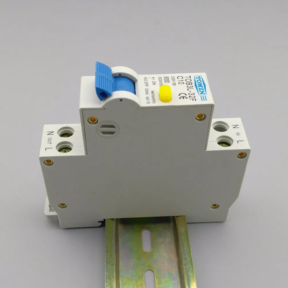 TOB3L-32F 18 мм RCBO 10A 1P+ N 6KA УЗО с защитой от перегрузки по току и утечки