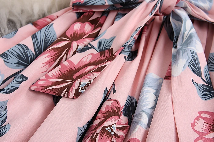 ALPHALMODA 2019 летние цветочные платье на бретелях Однобортный Высокая Талия пояса