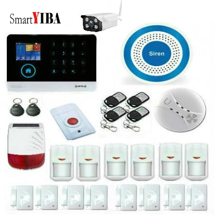 SmartYIBA 433 мГц Беспроводной WI-FI 3g WCDMA сигнализация дома охранной сигнализации дыма комплект видео IP Камера Солнечный Мощность siren - Цвет: C KIT