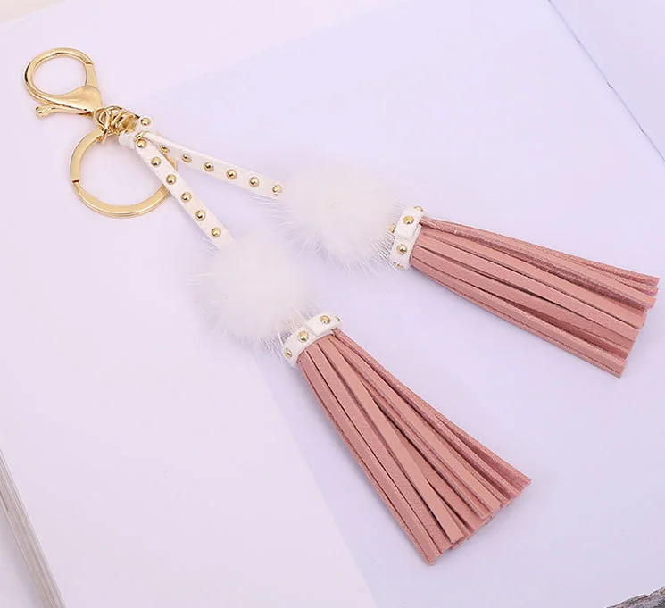 Кисточкой помпон автомобиль брелок кулон меховой шарик плюшевые мех ключ Chian