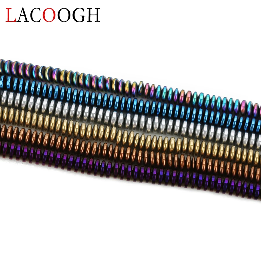 

270pcs Flat Abacus Shape Hematite Loose Spacer Bead 4mm Gold Silver Color Beads Charms for Bracelets Necklace Jewelry Finding