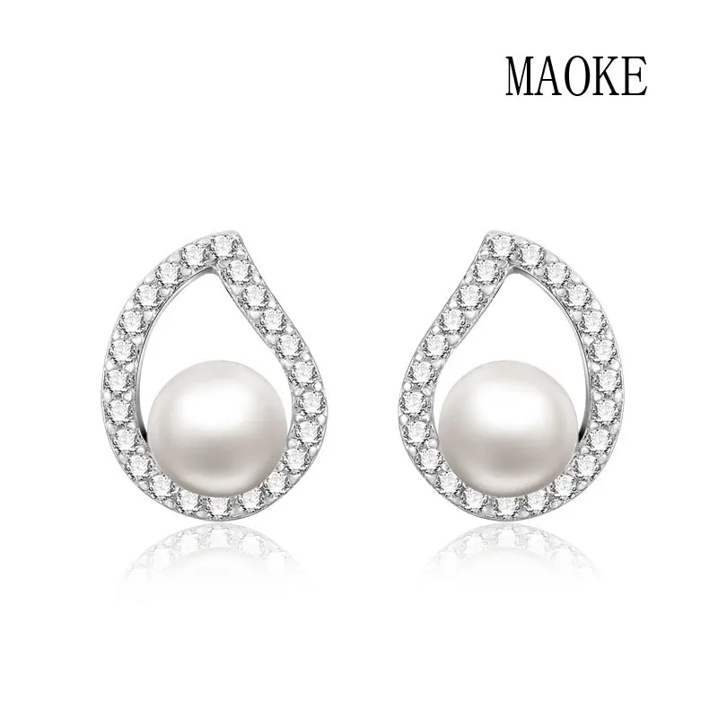 

Promotional S925 Sterling SV Micro-inlaid Natural Freshwater Pearl Earrings Fashion Jewelry for Women's Fashion Gifts