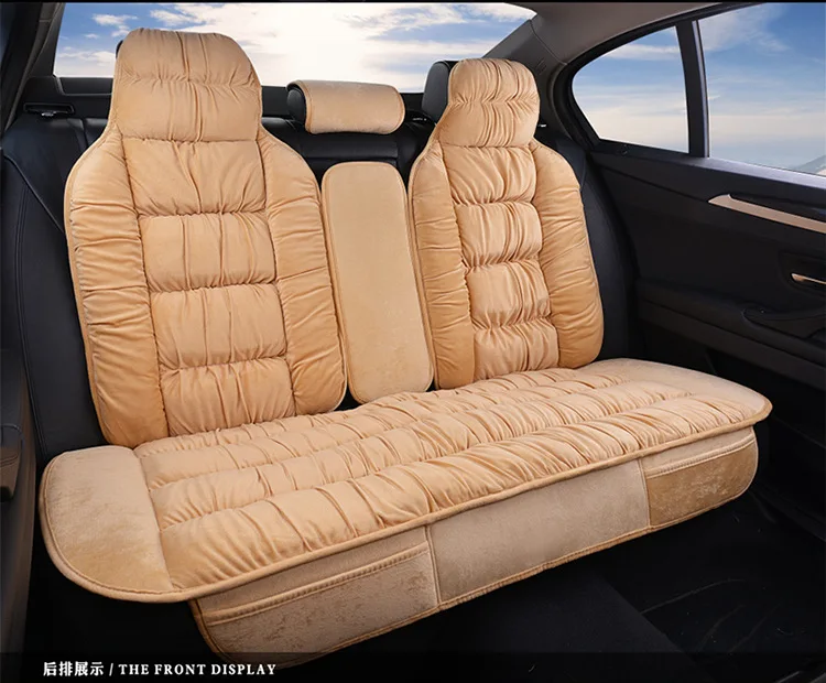 Rear Beige Авто чехлы Теплый Зимний плюш авточехлы чехол на сиденье for toyota wish camry 70 - Название цвета: Rear Beige