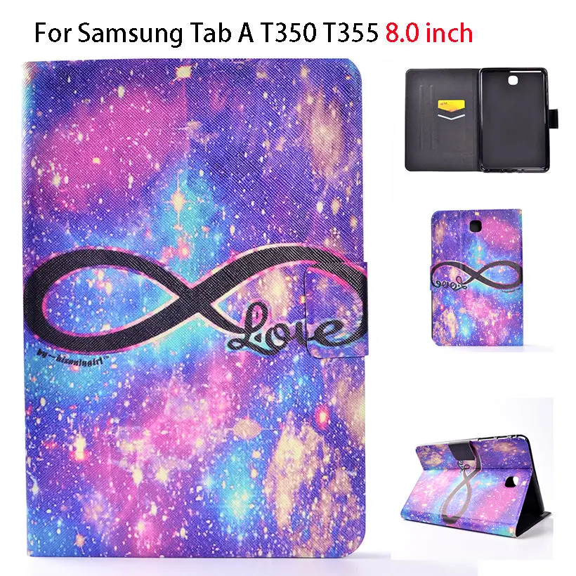 Ультратонкий откидной силиконовый кожаный чехол с принтом для Samsung Galaxy tab A 8 0 T350