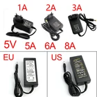 Адаптер питания 5 В, 5 В, 3 А, 5 В, 1 А, 2 А, 3 А, 5 А, универсальные адаптеры питания 5,5 мм * 2,5 мм, ЕС, США, 5 В, адаптер зарядного устройства для светодиодной ленты