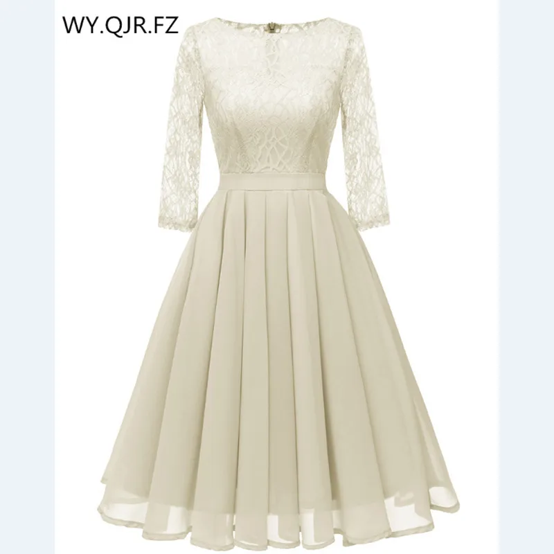 

CD1655M#Chiffon + Lace Pleated short Evening Dresses Beige Classmate party dress gown prom wholesale fashion women's clothing