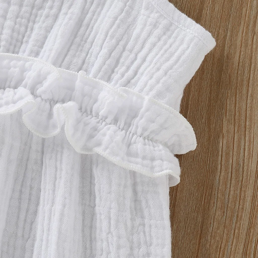 Хлопковая одежда без рукавов для новорожденных девочек Комбинезон с бантом