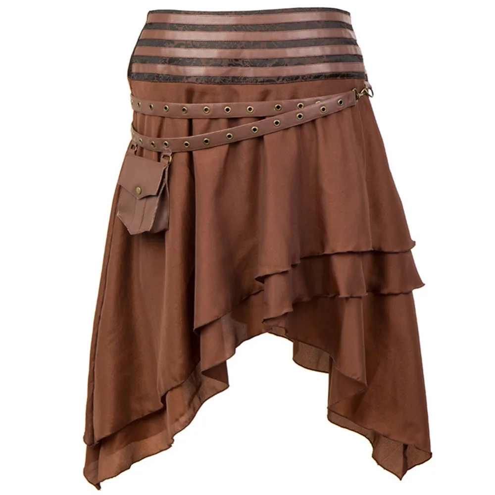 

Brown Punk Rock Gothic Summer Women Skirts Pleated Skirt For Gothic Girls
