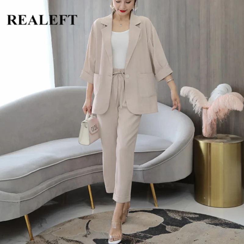 REALEFT Осенние рабочие брюки костюмы 2 шт. комплекты однобортный Повседневный