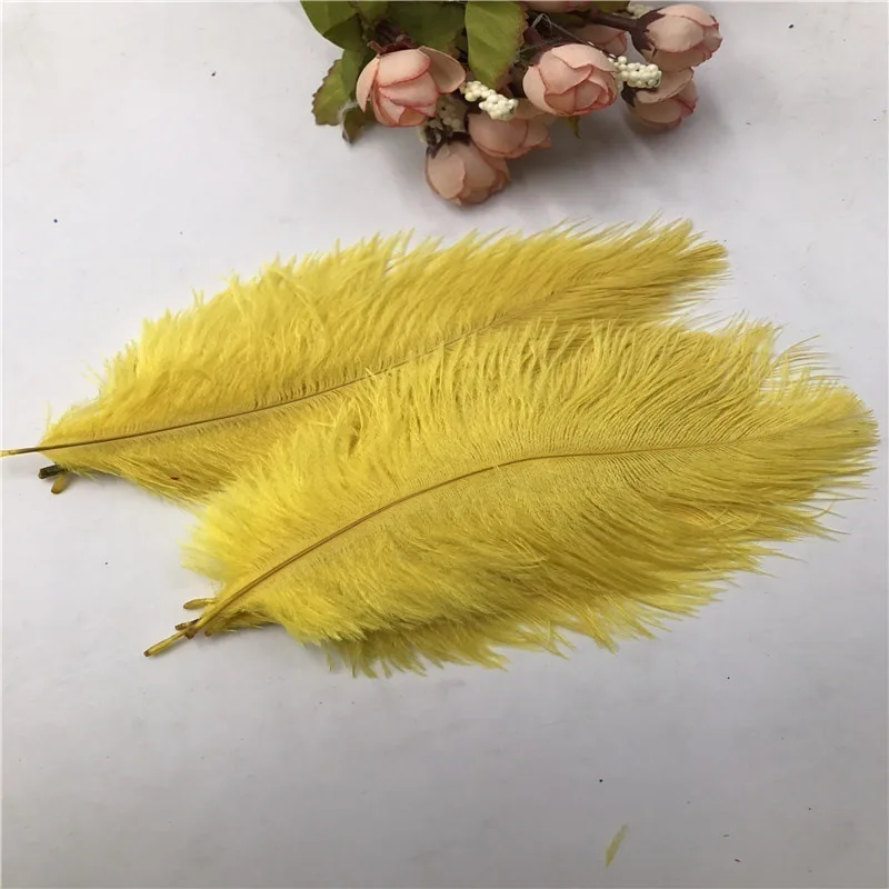 yellow Розовый 15-20 см перья день рождения страуса украшение свадьбы перо поставки белые фоны фото реквизит вечерние настенные украшения - Цвет: yellow