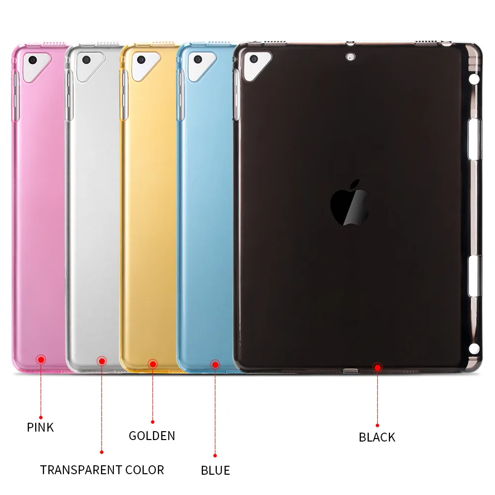 NEW TPU Soft Silicone Case for Apple iPad 2018 2017 pro 9.7 with Pencil Holder Shell Full Transparent Cover For ipad 5/6 air 1 2 |