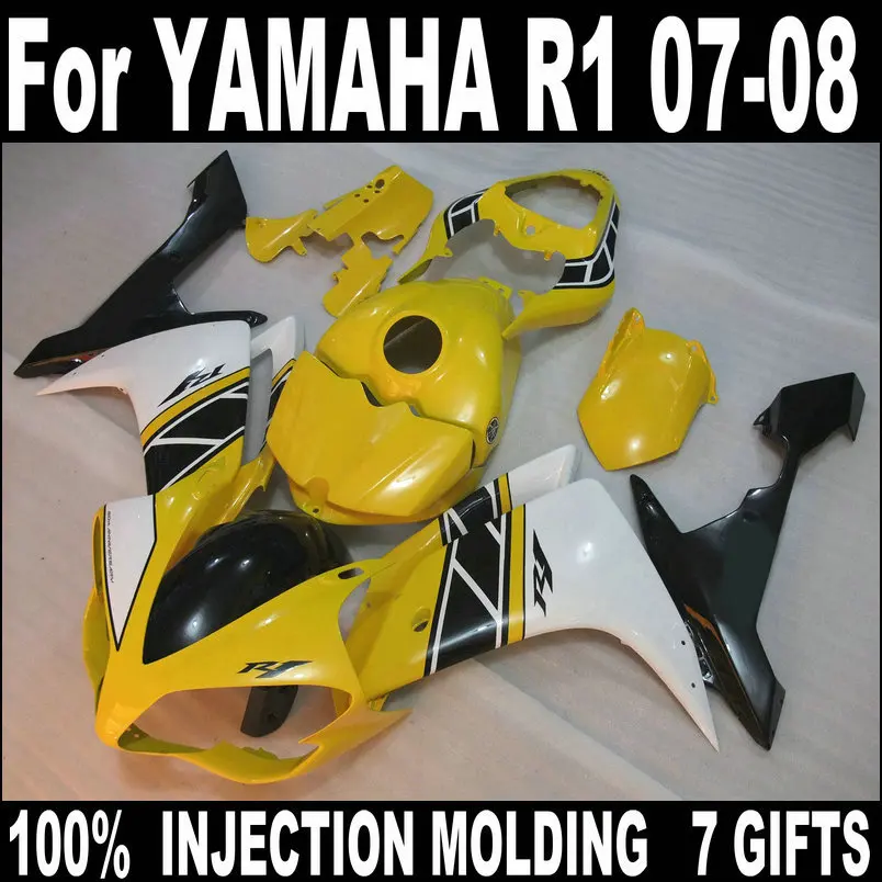 Лидер продаж Обтекатели для YAMAHA литье под давлением R1 2007 2008 желтый белый черный