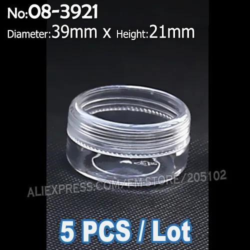 39x21mm 5pcs Прозрачная Круглая Коробка разных размеров, пластиковый чехол для органайзера, инструмент для рукоделия, аксессуары для украшения ногтей, бусины, камни, контейнер для рукоделия, хранение - Цвет: 39x21mm 5pcs