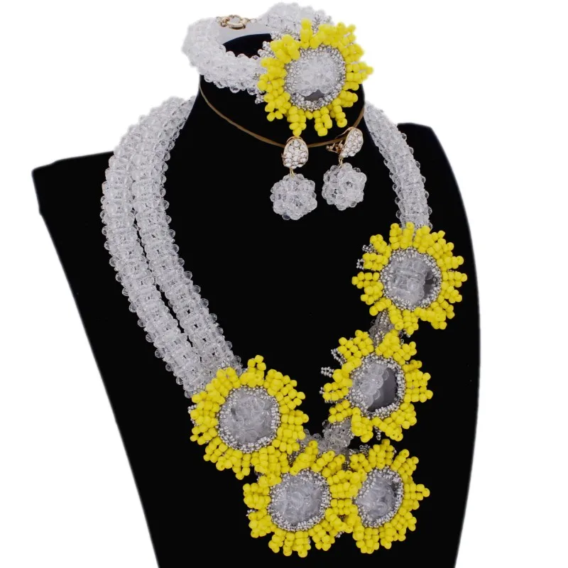 DUDO Jewelry Brand Set Yellow and Transparent Necklace Earring Bracelet set Free Shipping 2019 Dubai Fashion | Украшения и