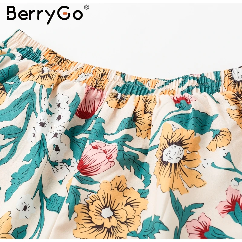 BerryGo повседневные шорты в стиле бохо с рюшами летние пляжные шифоновые шорты с высокой талией женские уличные розовые шорты в горошек femme