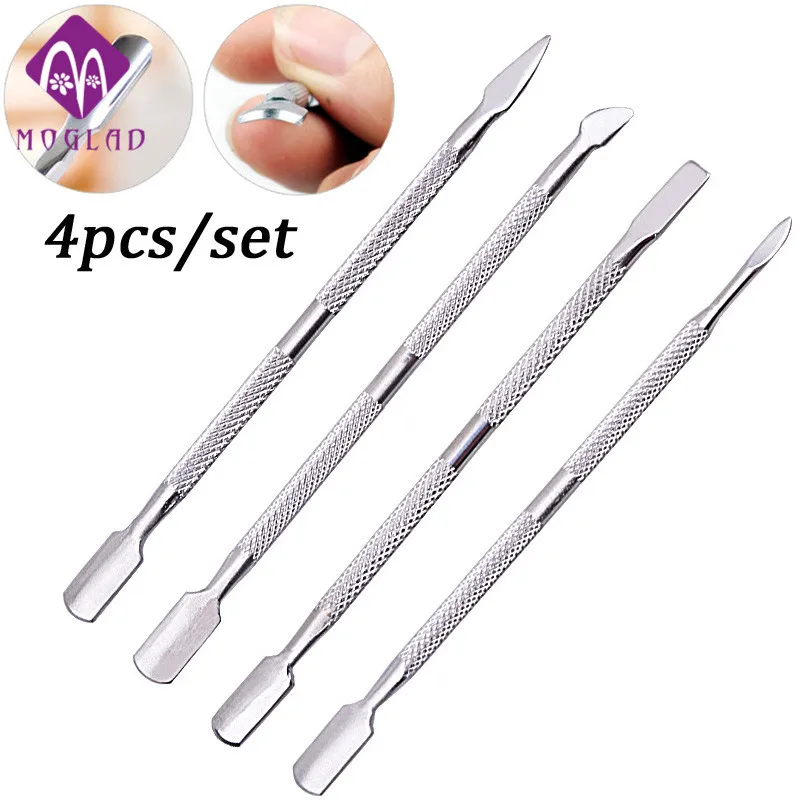 4 шт./компл. Профессиональный Нержавеющая сталь двухсторонняя Ногтей Pusher Ложка
