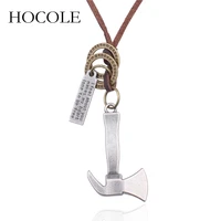 hocole 2018 new design ax men necklaces brown leather chain hatchet pendant necklace male jewelry punk style gift for boys colar
