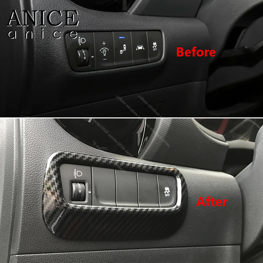 Цветной выключатель фар декоративный чехол из углеродного волокна для Hyundai Kona