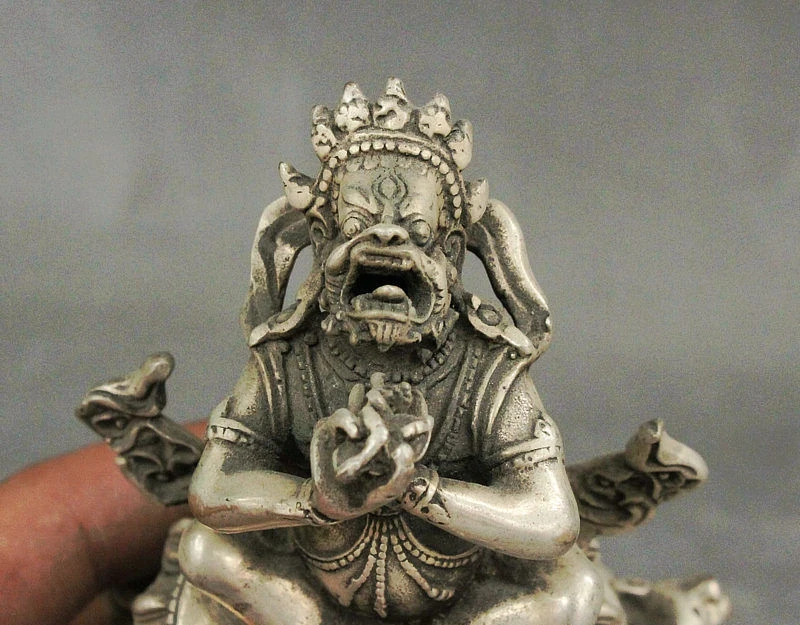 SCY Тибетский буддизм серебро ваджрадака Будда голова зверя статуя благовония