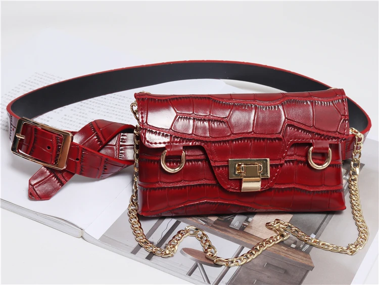 red Крокодиловая искусственная кожа fannypack женская сумка для живота поясная сумка дамская поясная сумка на пояс FP20 - Цвет: red