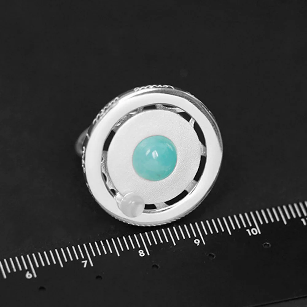 LARGERLOF Ring Silver 925 Women Fine Jewelry Amazonite Shell Vinage Rings RG49117 | Украшения и аксессуары
