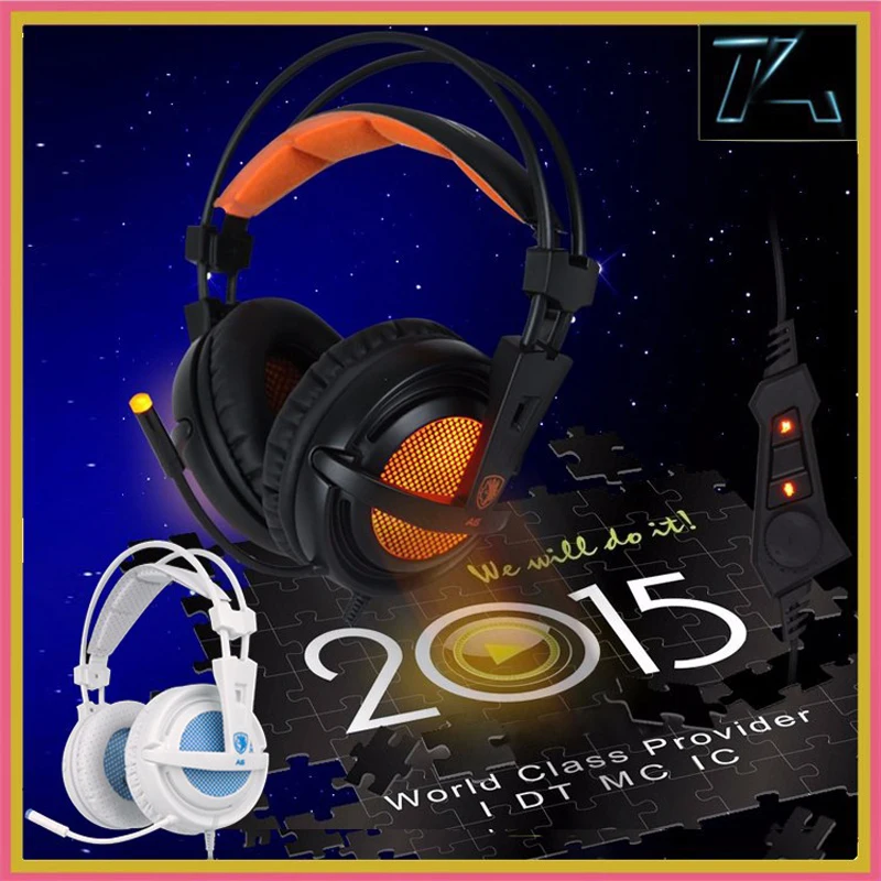 A6 SADES 7.1 Surround Sound USB LED Pro Компьютер Стерео Gaming Headset Наушники Студии с Микрофоном для